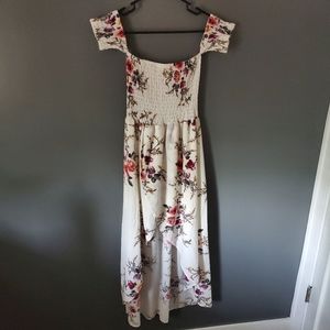 White and floral assymetrical dress
